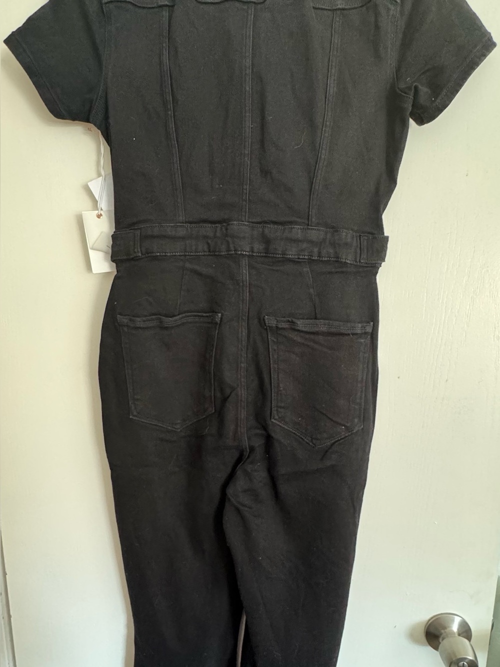 Good American Black Stretch Denim Jumpsuit